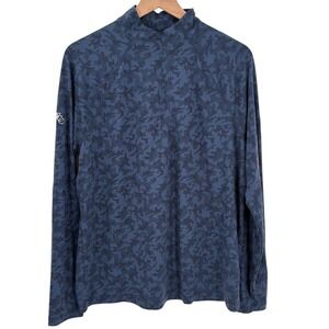 G/FORE Mens Navy Camo Quarter Zip Golf Pullover Mock Neck Blue Medium